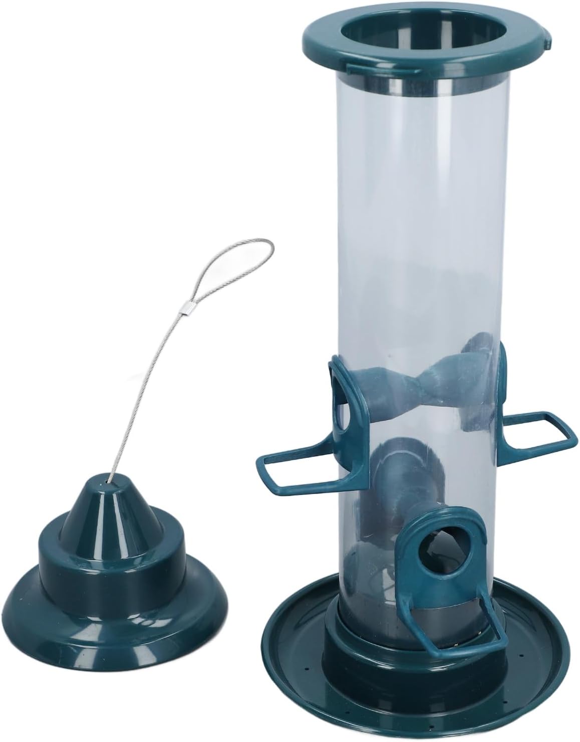 Hanging Bird Feeder Squirrel Proof Adaptable Hook Automatic Feeder 4 Perches Outdoor