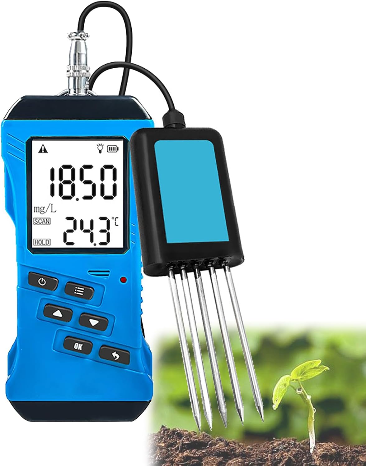 7-in-one Soil Test Kit, Soil Moisture Meter/Temperature/PH Meter/Conductivity/Fertility Soil Tester,for Garden, Farm, Lawn Care Moisture Meter for Hous Plants