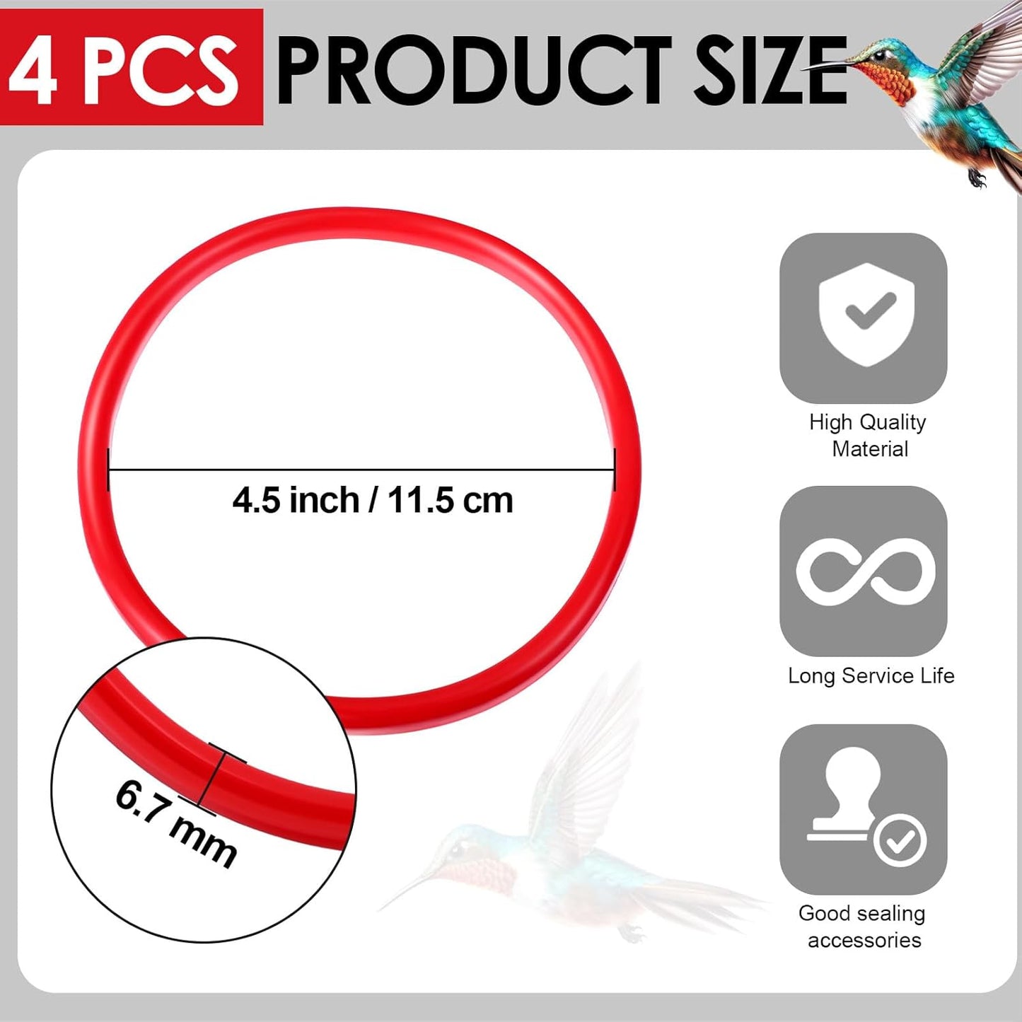 Hummingbird Feeder Seal Ring Replacement Part Hummingbird Feeder Ring Parts Base Seal Ring Bottom Rubber Gasket Seal(4 Pcs)
