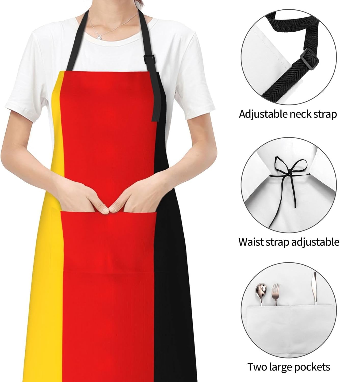 German flag print Waterproof chef's apron with pocket apron for kitchen cooking baking barbecue and gardening