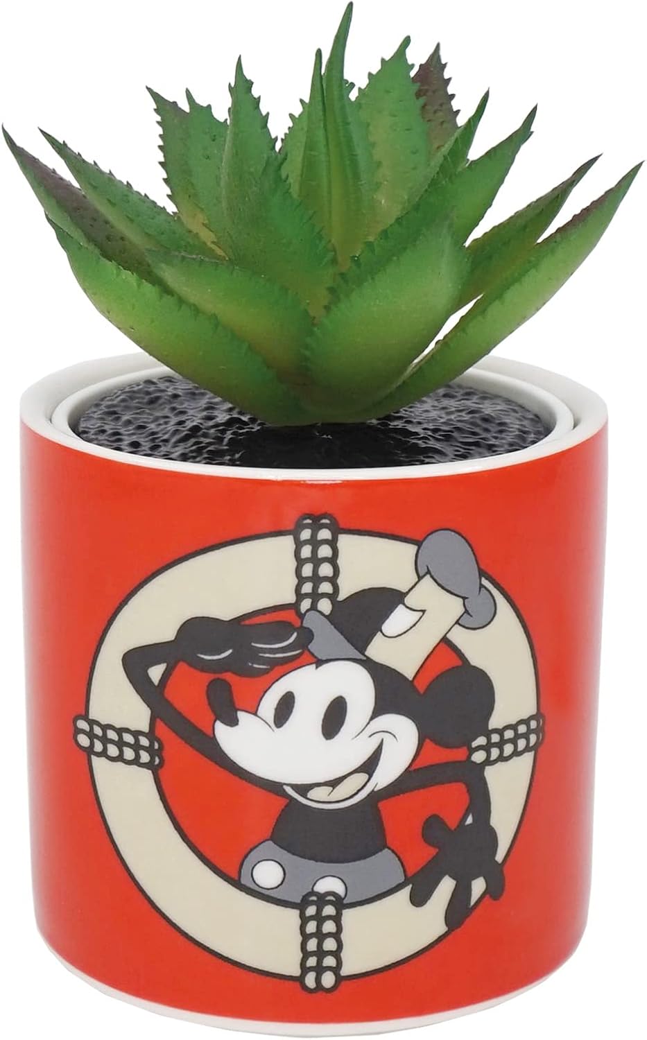 Disney Mickey Mouse Plant Pot with Faux Plant 11.7cm - Plant Pot Indoor Home - Mini Planter with Artificial Succulent Gifts - Mickey Mouse Ornaments