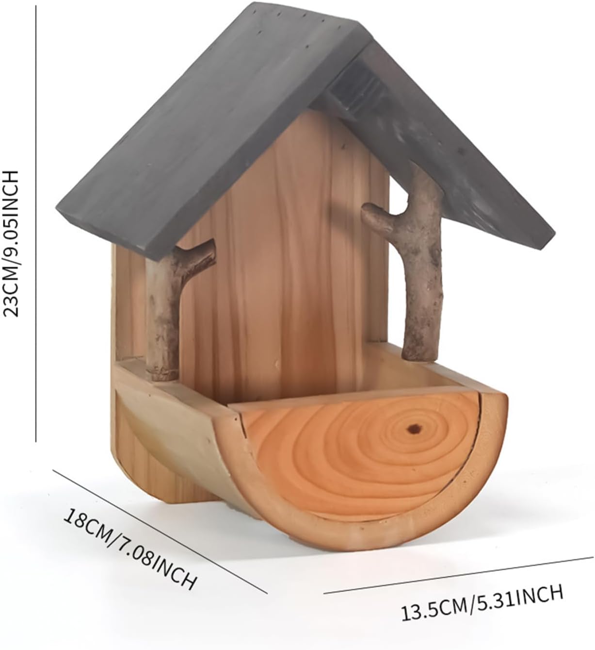 Bird Feeders for Outdoors Wooden Wall Mount - Weatherproof Feeding Tool | 7 Inch Balcony Bird Feeder for Watching Viewing Feeding Food Pet Aviary Finch Home Garden Outdoor Decorative Feeder Station