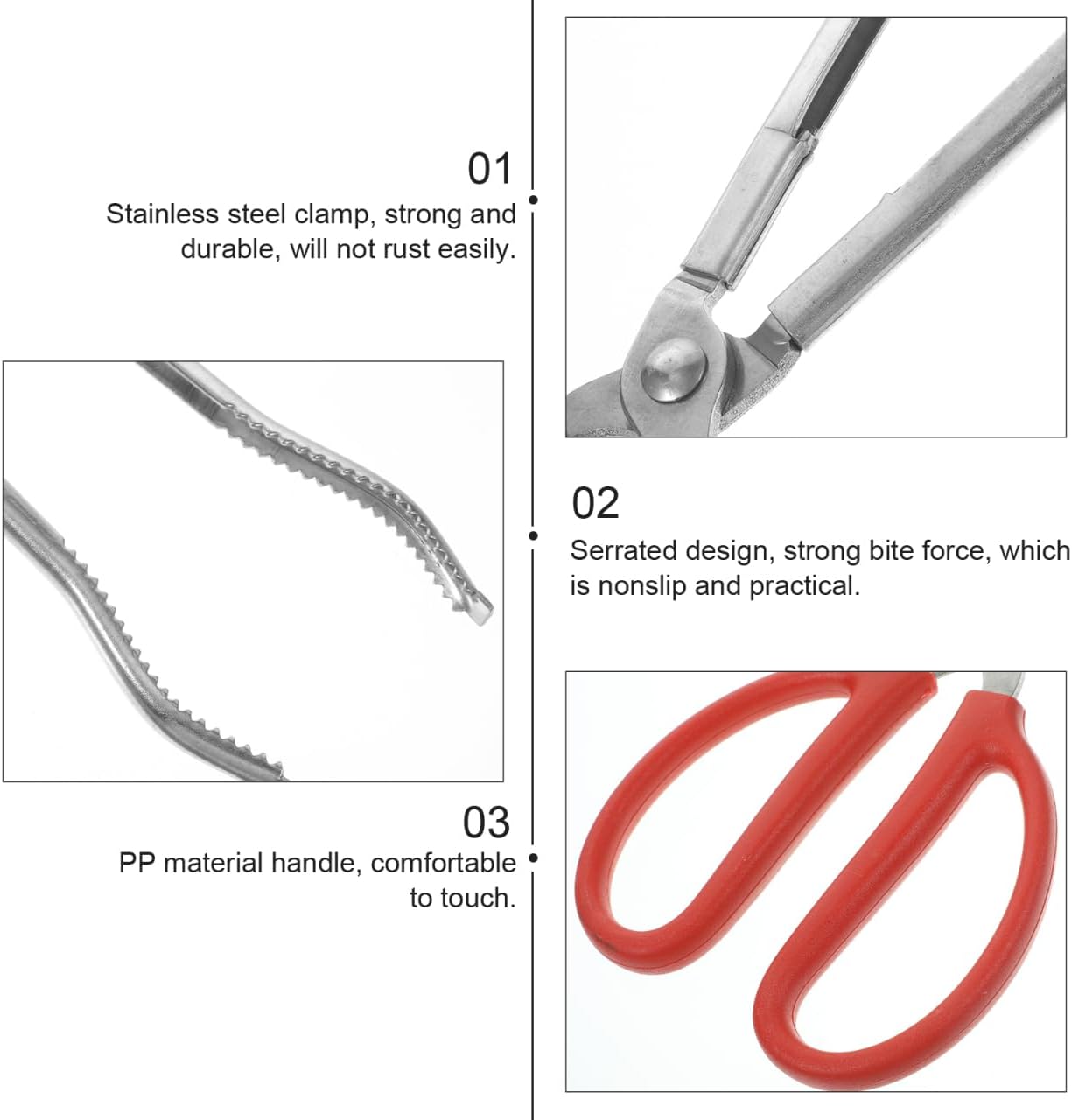 Serrated Clamping Tool 20.87 Inch Long Heavy-Duty Crab Clip Non-Slip Trash Tong for Outdoor Garden Lawn Cleaning and Cooking