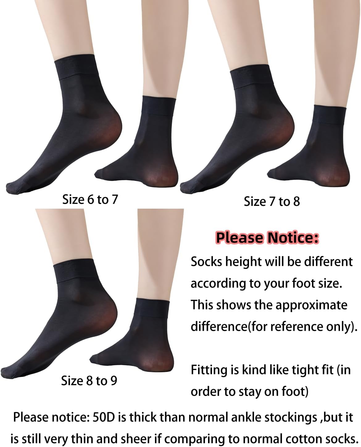 Women's 10-24 Pairs (in Gift Box) Ankle High Sheer Nylon Socks Soft Ti
