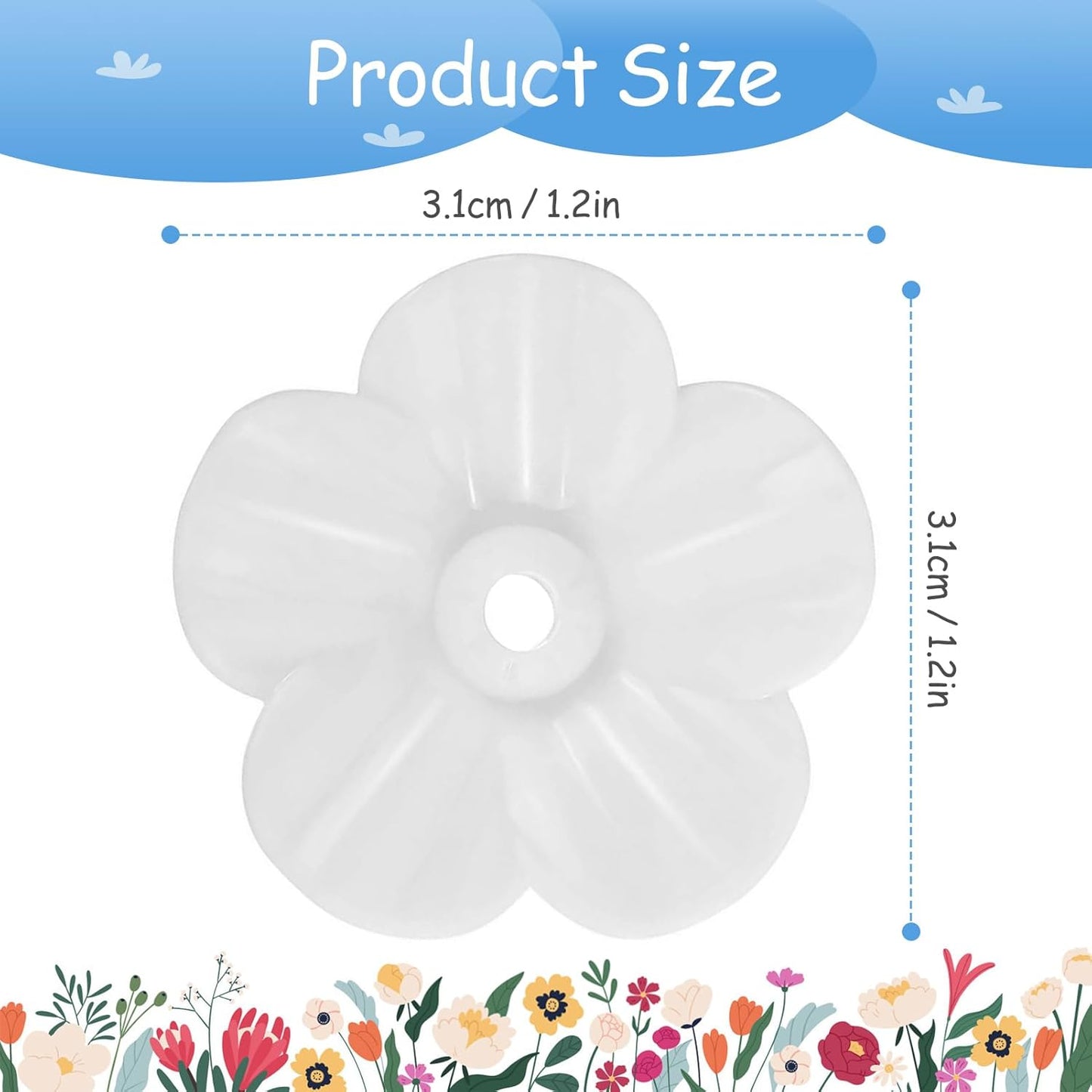 30 Sets Hummingbird Feeders Flowers, Multicolor Replaceable Hummingbird Bird Feeder Flower Accessories Feeding Port Flowers for Outdoors Hanging Feeders(White)