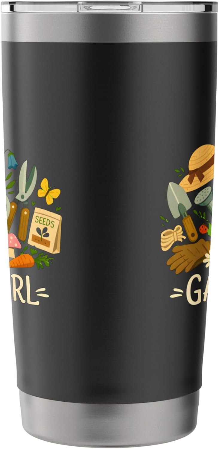 Garden Girl Gardening Tools Watering Can Seeds Flowers Stainless Steel Insulated Tumbler