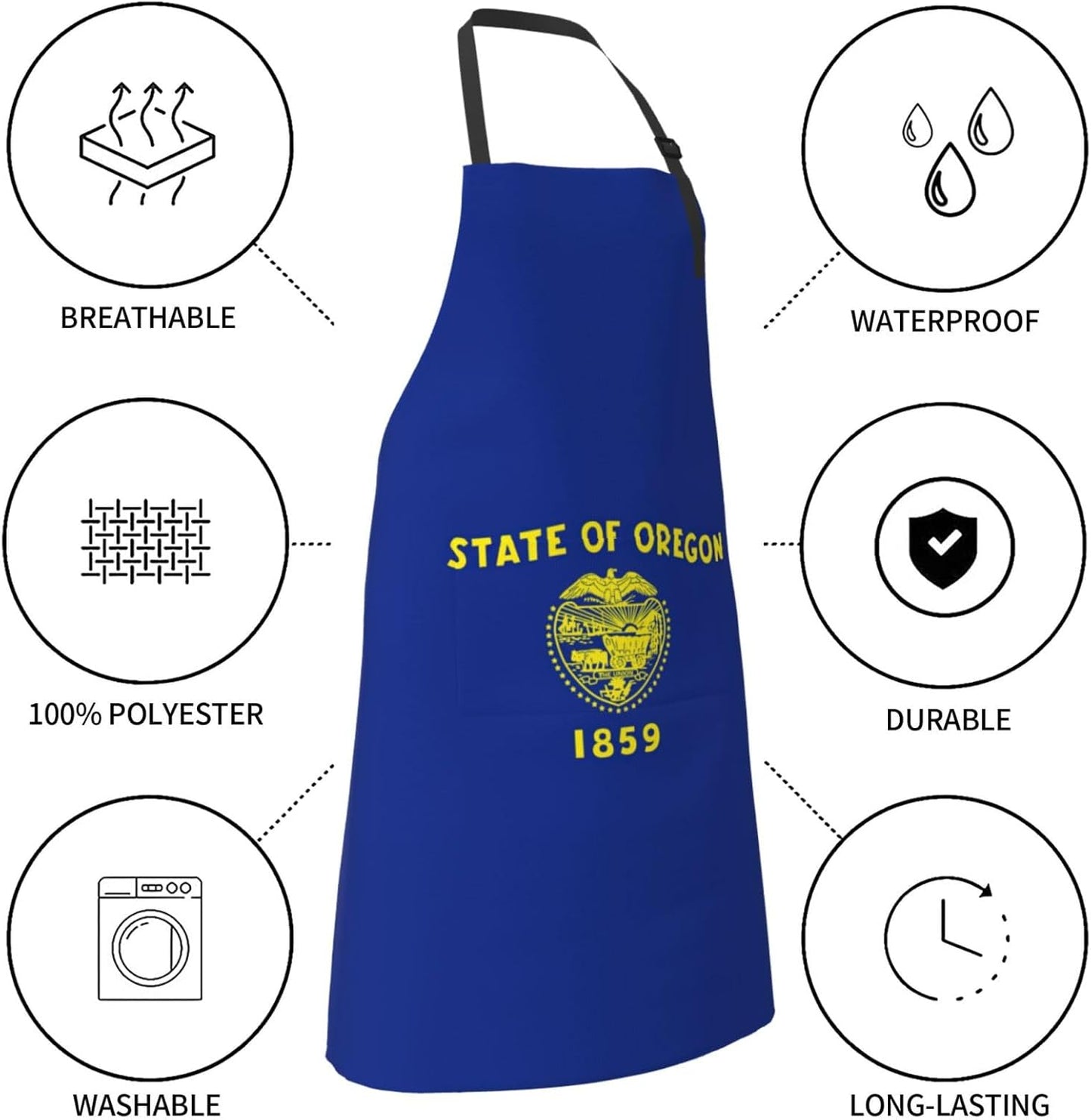 Oregon State Flag print Waterproof chef's apron with pocket apron for kitchen cooking baking barbecue and gardening