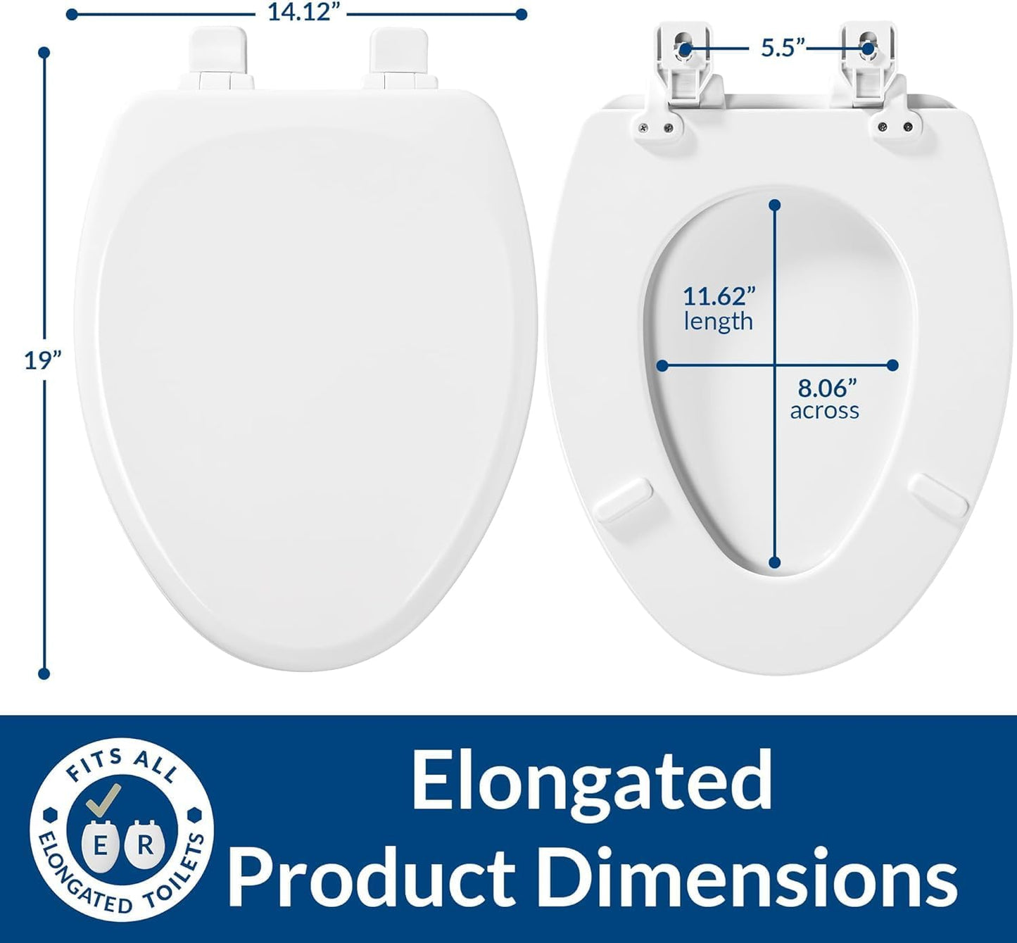 Mayfair Linden Slow Close Toilet Seat, Non Slip Heavy Duty Wood, Easy 