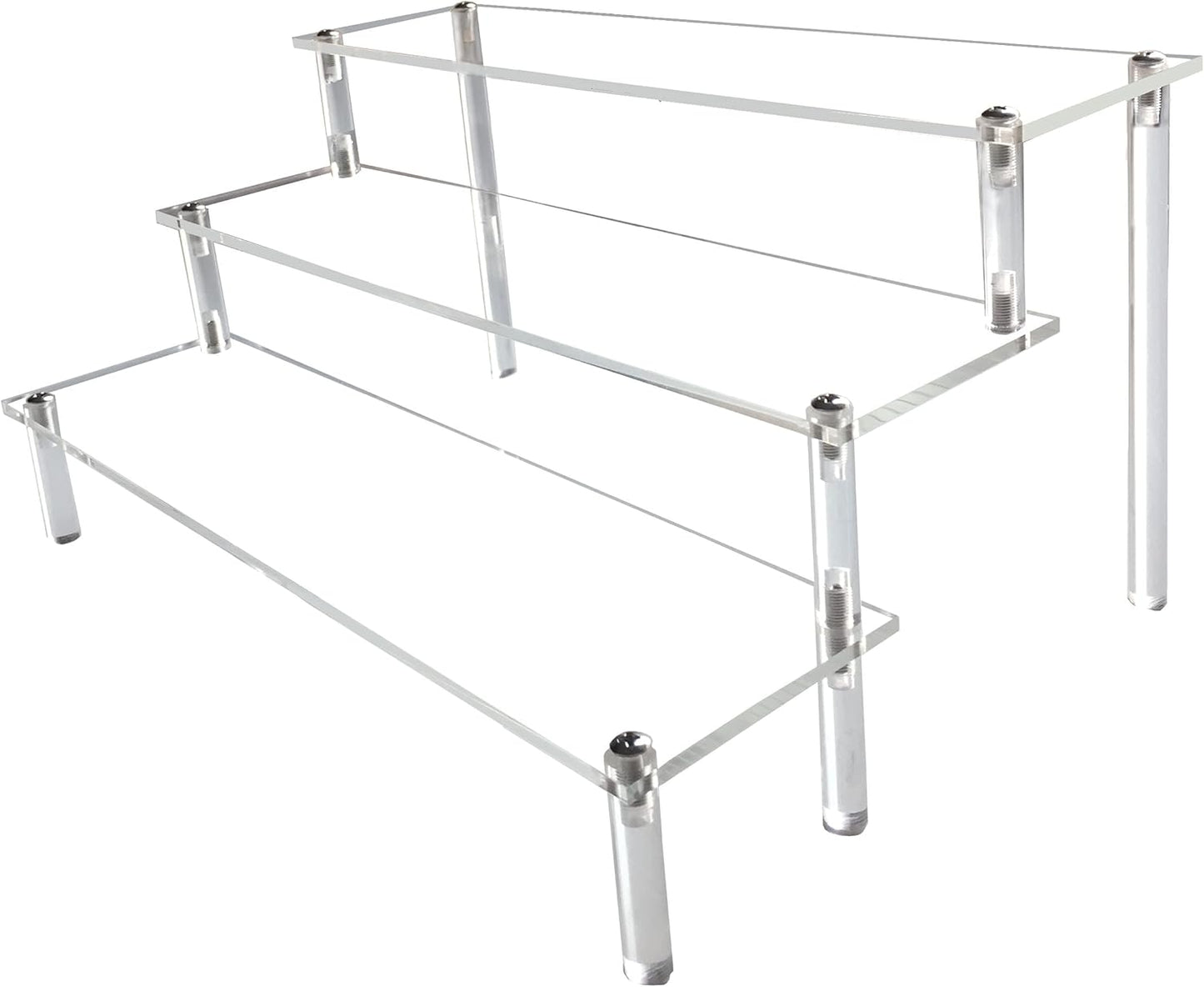AZEAM Acrylic Riser,Clear Display Risers Stand Perfume Organizer Cologne Acrylic Shelves 3 Tiered Cupcake Shelf for Amiibo Funko POP Figures Food Desserts Holder Collection Cosmetic Vendor Product