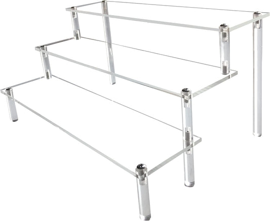 AZEAM Acrylic Riser,Clear Display Risers Stand Perfume Organizer Cologne Acrylic Shelves 3 Tiered Cupcake Shelf for Amiibo Funko POP Figures Food Desserts Holder Collection Cosmetic Vendor Product