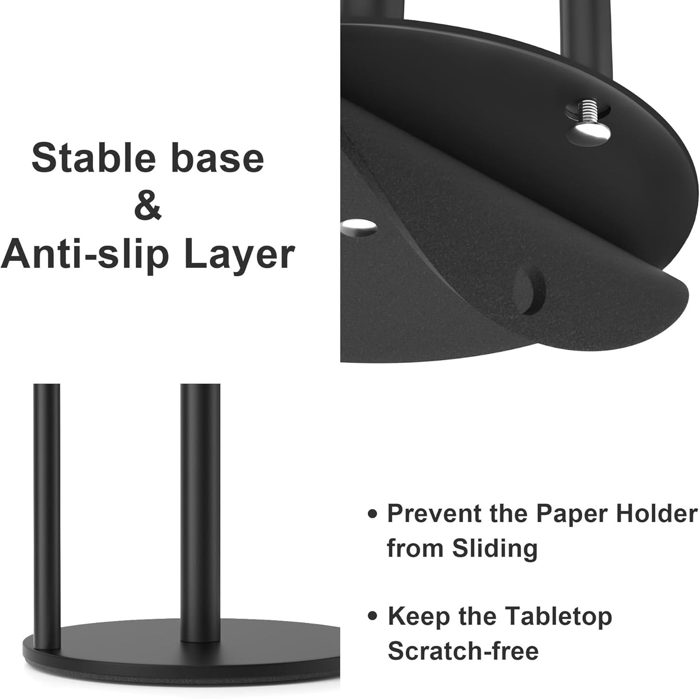 Paper Towel Holder Black, Premium Stainless Steel Kitchen Roll Dispens