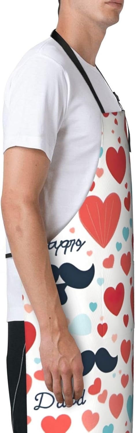 Fathers Day Love Dad print Waterproof chef's apron with pocket apron for kitchen cooking baking barbecue and gardening