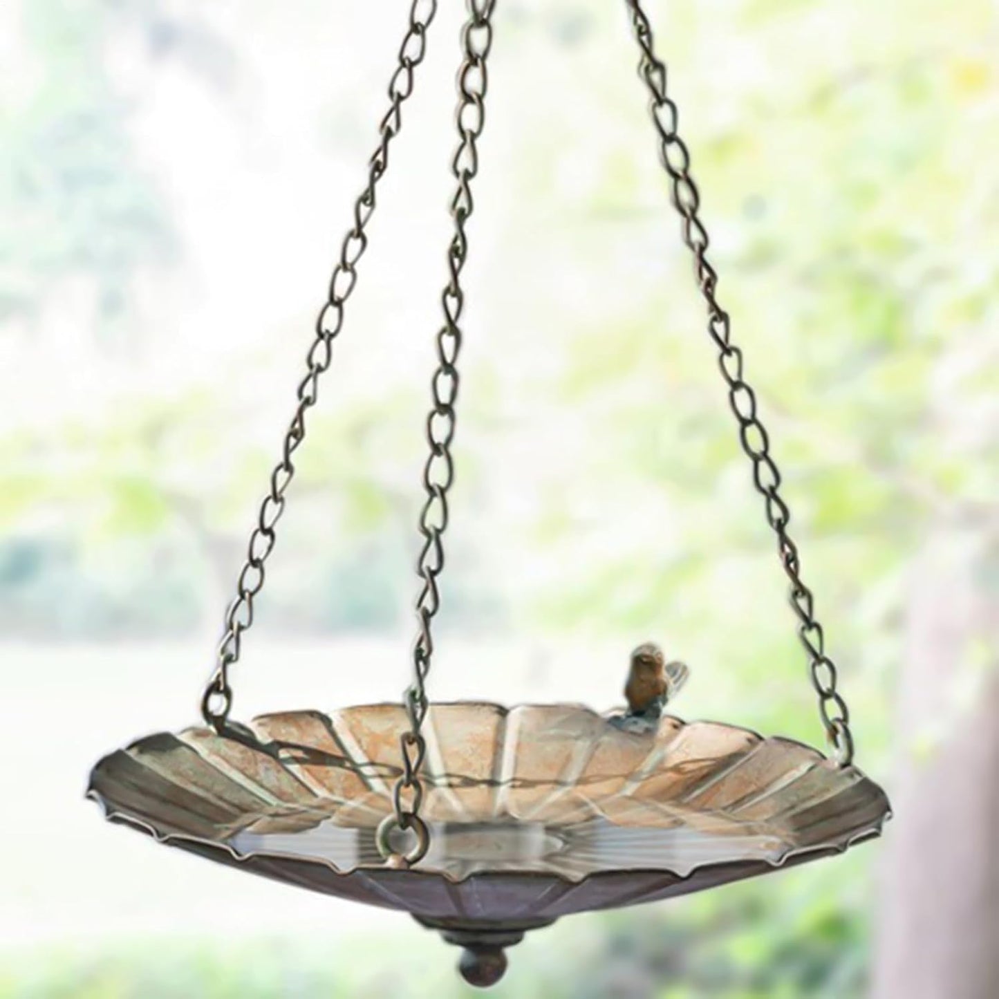 Bird Feeder Tray, Large Capacity Hangable Iron Bowl, Outdoor Garden Bi