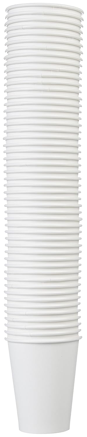 Amazon Basics Disposable Paper Cups for Hot and Cold Beverages, 12 oun