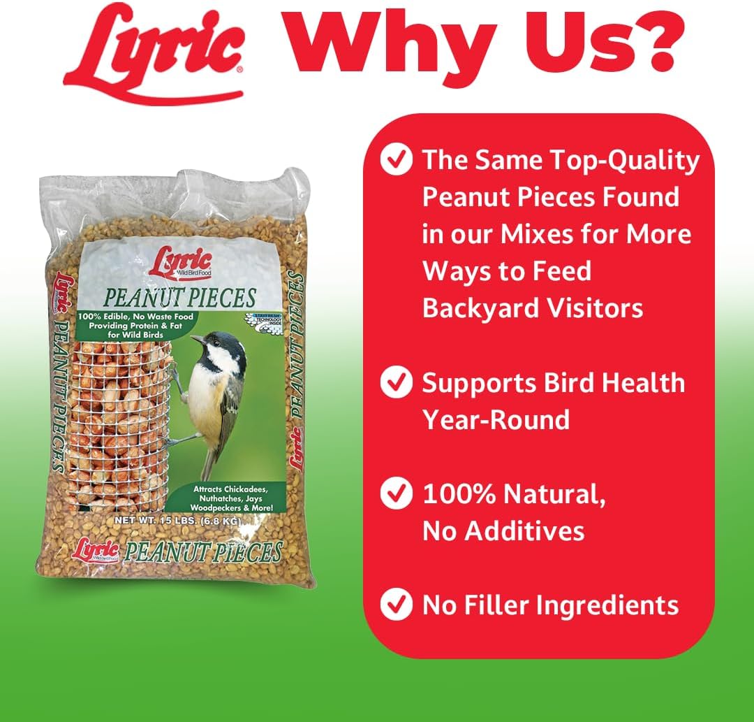 Lyric Peanut Pieces - Shelled Peanuts for Wild Birds 15 lb and Lyric F