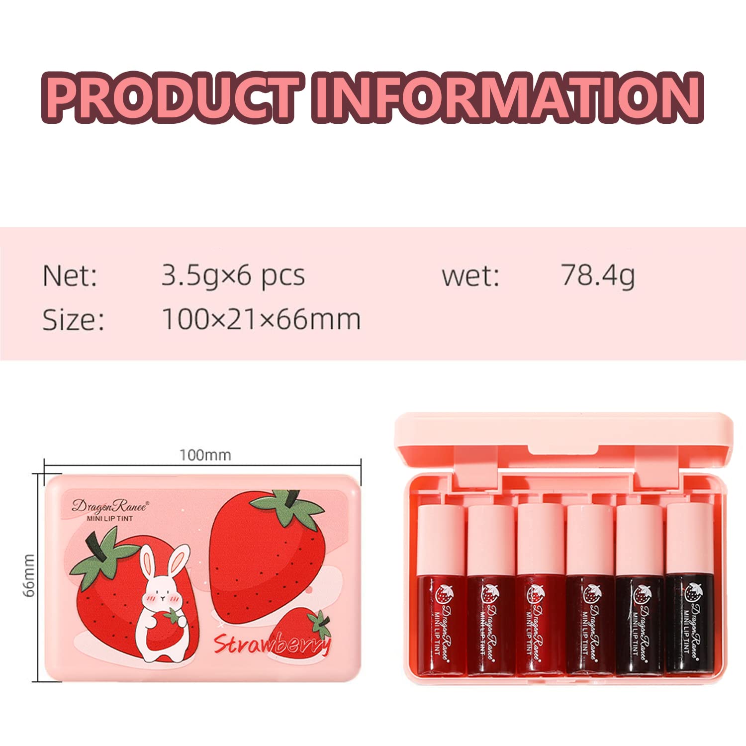 Eakroo 6 Colors Lip Tint Stain Mini Liquid Lipstick, Lip Gloss for Wom