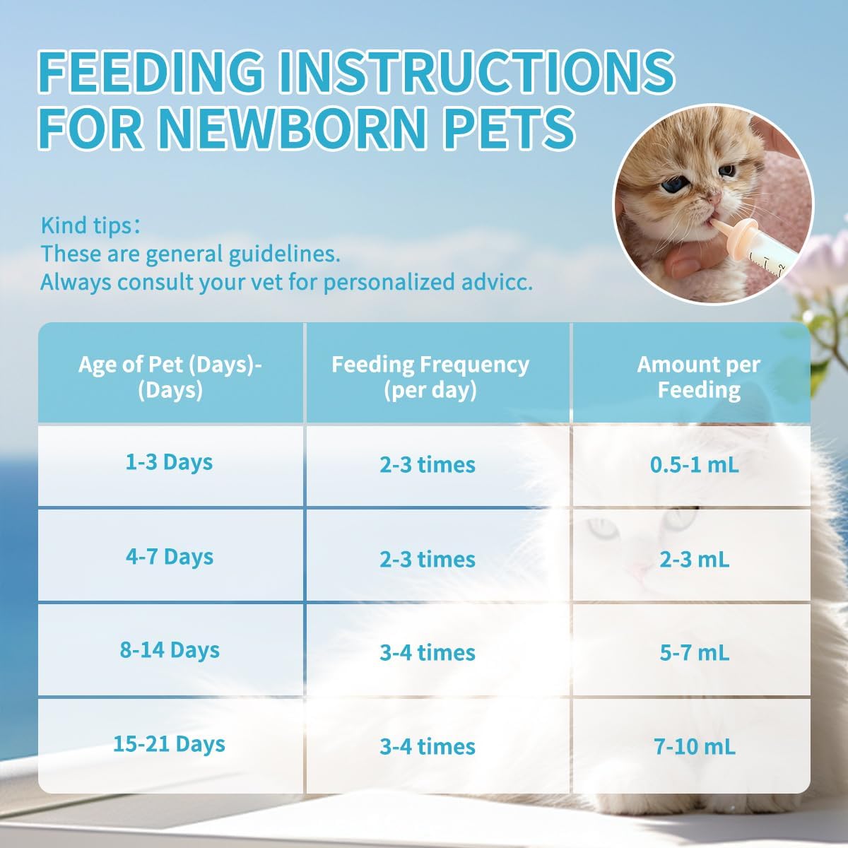 Pet Nursing Kit – Kitten Bottle Feeding Set with Nipples, Syringes, an