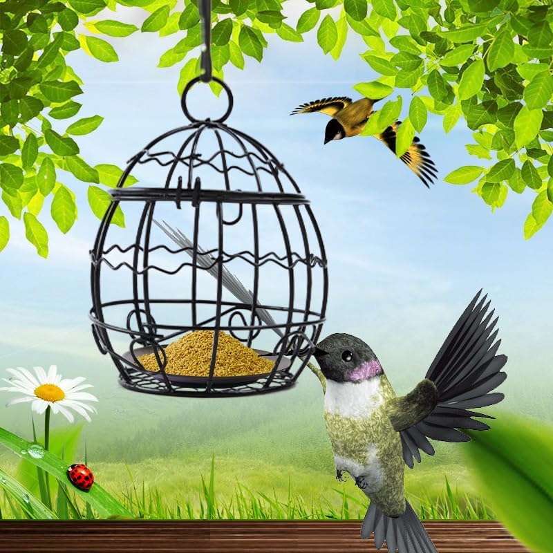 2pcs Wild Bird Feeder - Outdoor Garden Wild Metal Feeders Bird Feeder Patio Hanging 9.5 Inch for Garden Yard Outside Decoration Cute Shape attracts Birds