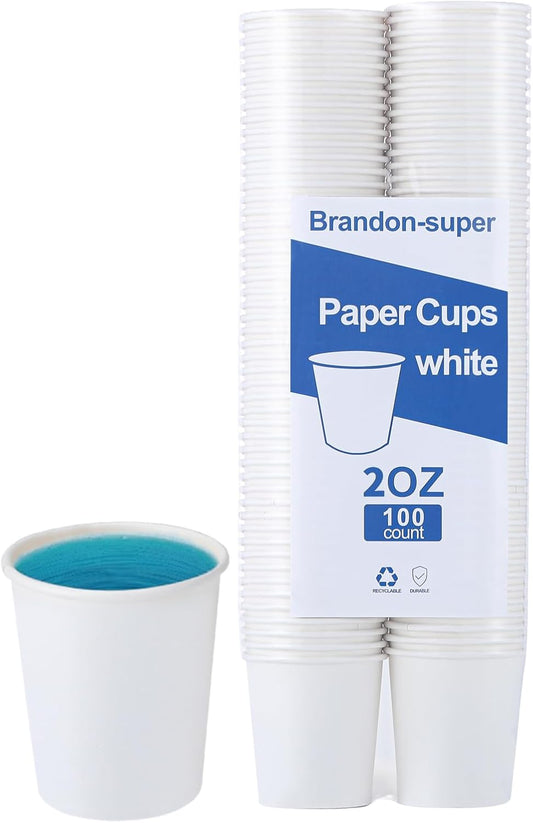 Brandon-super [100 Count - 2 oz] Small Paper Cups, Mouthwash Cups Bathroom Cups Mini Cups Small Disposable Cups