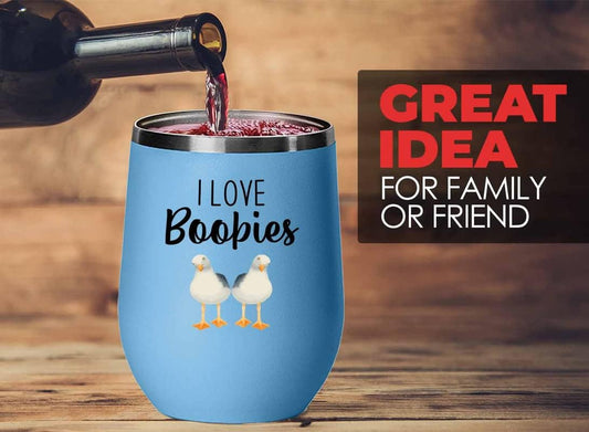 Bird Lover Blue Edition Wine Tumbler 12oz - Love Boobies - Hummingbird