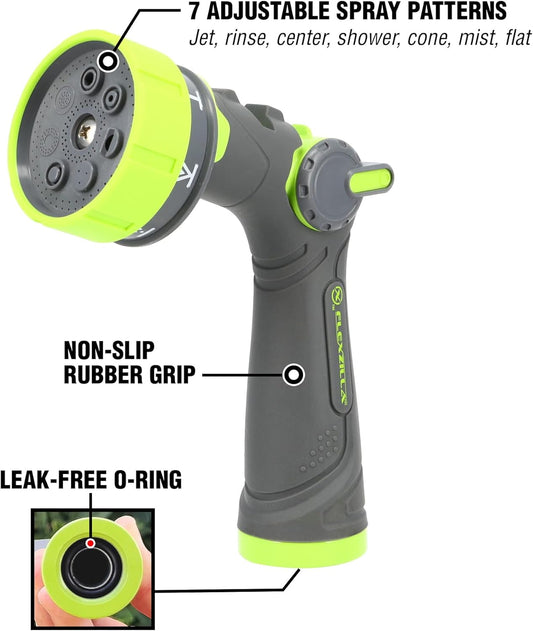 Flexzilla 7-Pattern Adjustable Flow Garden Hose Nozzle Sprayer with Ea