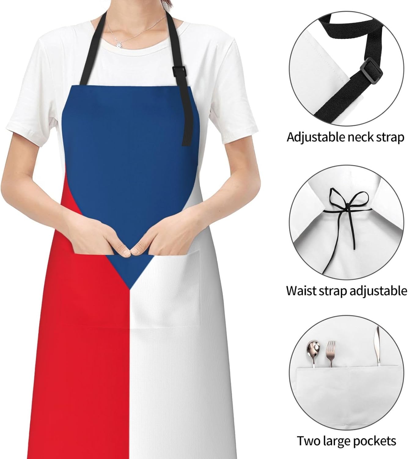 Flag of the Czech Republic print Waterproof chef's apron with pocket a
