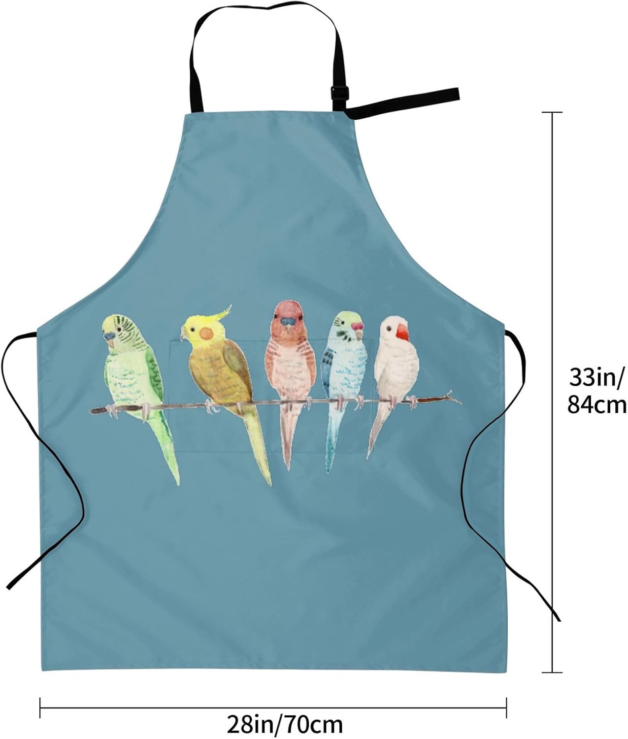 Colorful Parrots On Tree print Waterproof apron with pocket adjustable cooking apron for adult kitchen bibs to bake
