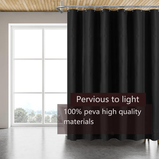 Black Shower Curtain Liner, 4G PEVA Shower Liner, Plastic Waterproof Shower Curtains, 72x72 inch with Grommet Holes 3 Magnetic Weights(Black)