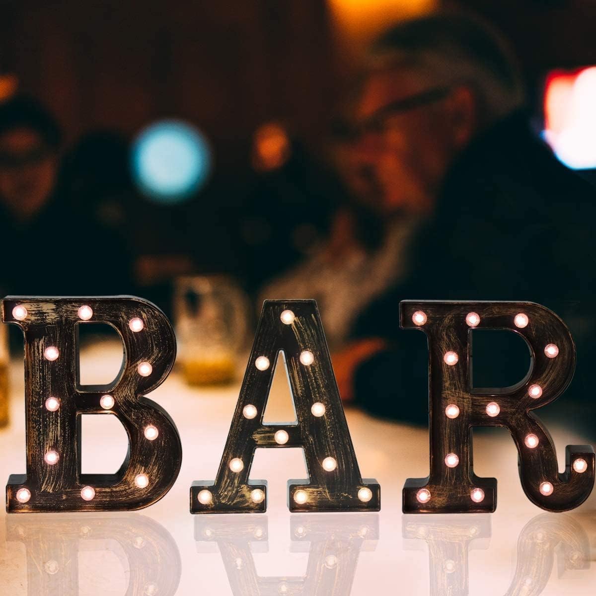 Light Up BAR Sign, LED Vintage Letters Home Decor Name Signs - Illumin