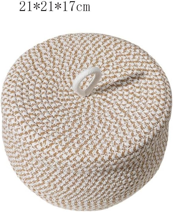 Woven Baskets Lid Rope Can Cotton Lidsdecorative Flower Bin Toy Trash 