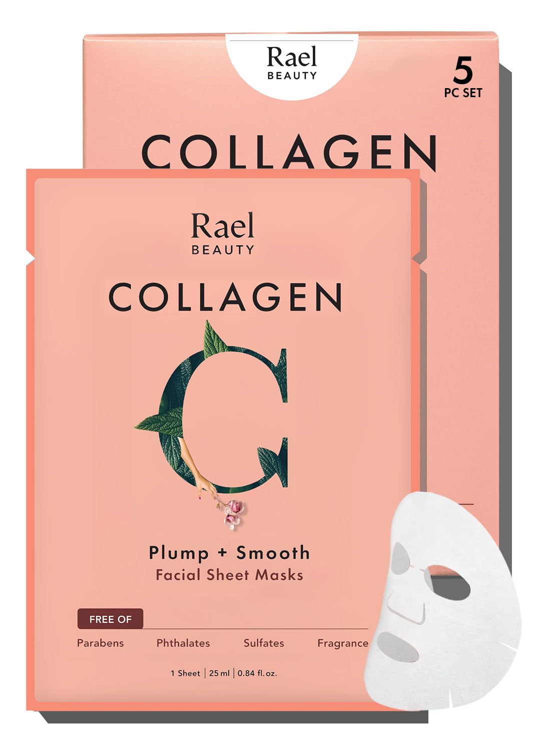 Rael Face Mask Skin Care, Collagen Face Masks - Bamboo Facial Sheet Ma