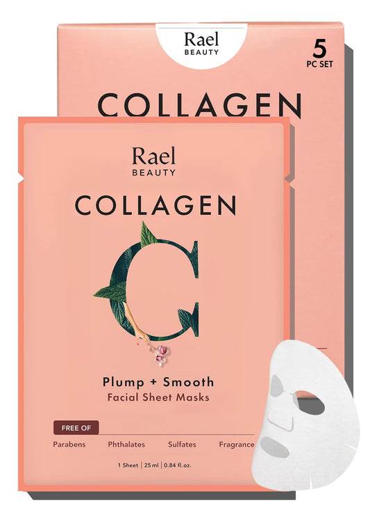 Rael Face Mask Skin Care, Collagen Face Masks - Bamboo Facial Sheet Ma