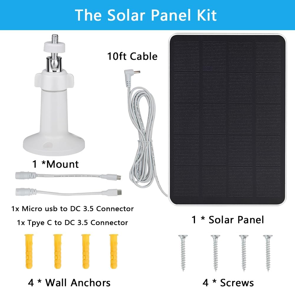 Bird Feeder Camera Solar Panel Replacement Compatible with NETVUE, Bird Buddy, HARYMOR, Fazoxo, SOLIOM, VIMKIM Bird Feeder with Battery Camera, 4W 5V Solar Panel 9.8ft Charging Cable DC 3.5 Connector