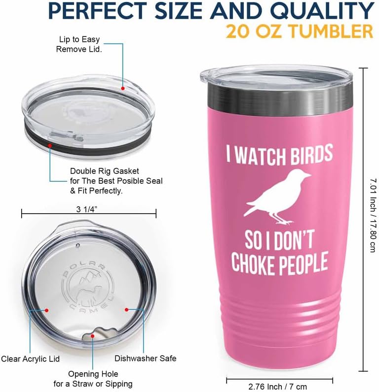 Birding Pink Edition Viking Tumbler 20oz - I watch birds - Bird Feeder Backyard Birdwatcher Gifts Birding Bird Lover