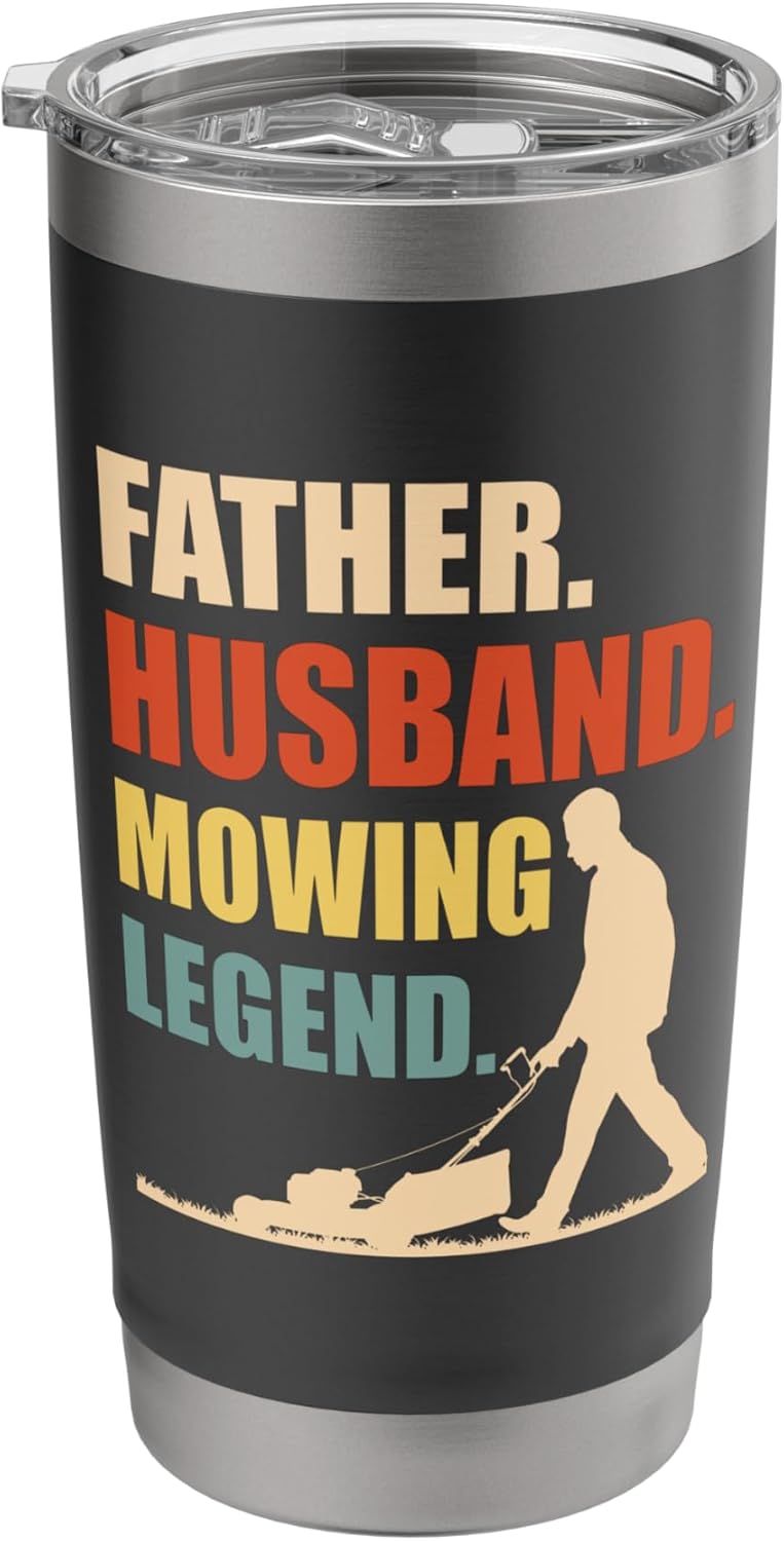 Lawn Mower Novelty For Father Dad Men Lawn Care Lawn Mowing Stainless Steel Insulated Tumbler