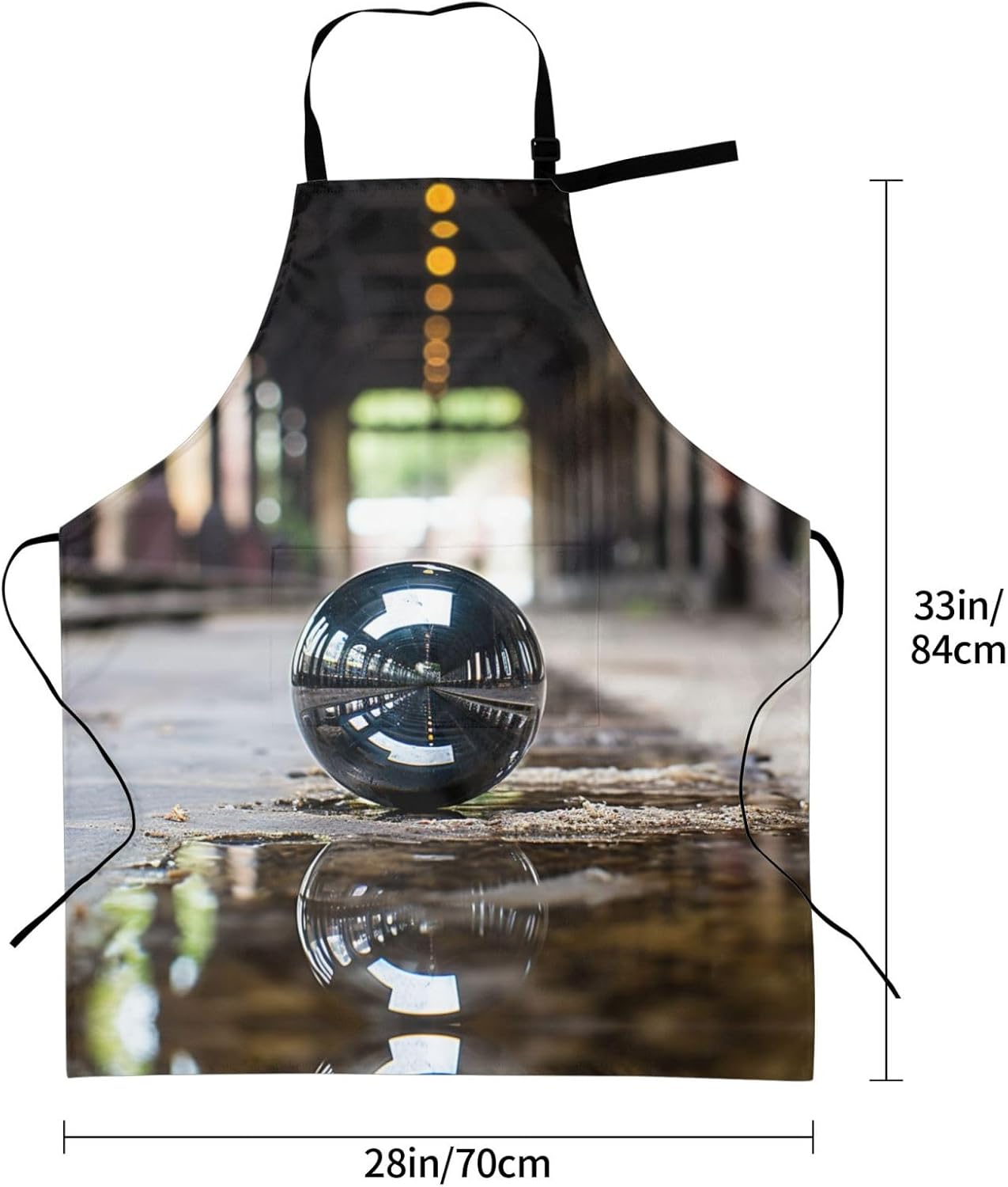 Black Marble print Waterproof apron with pocket adjustable cooking apr