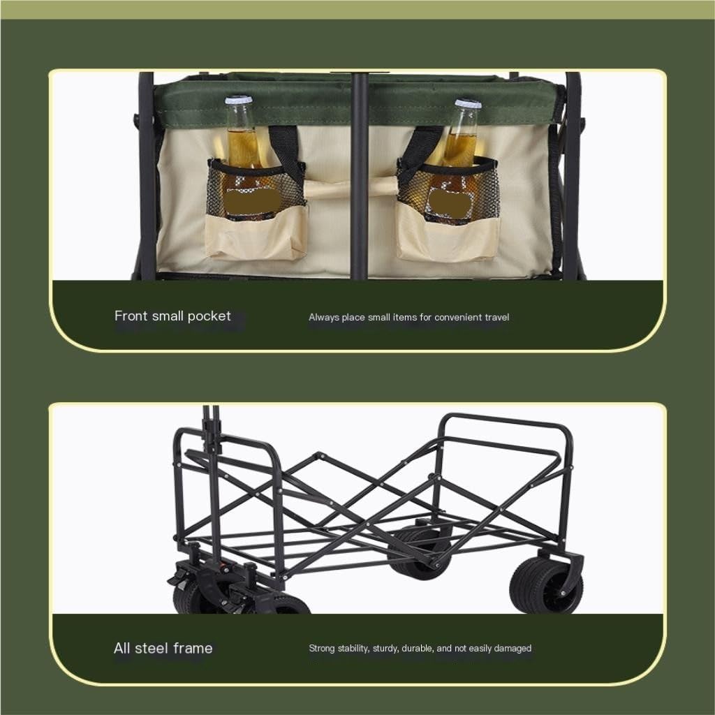 Portable Camping Cart,Outdoor Foldable Beach Trolley Cart for Camping and Picnics Portable Hand Operated Camper Cart with Trailer for Outings