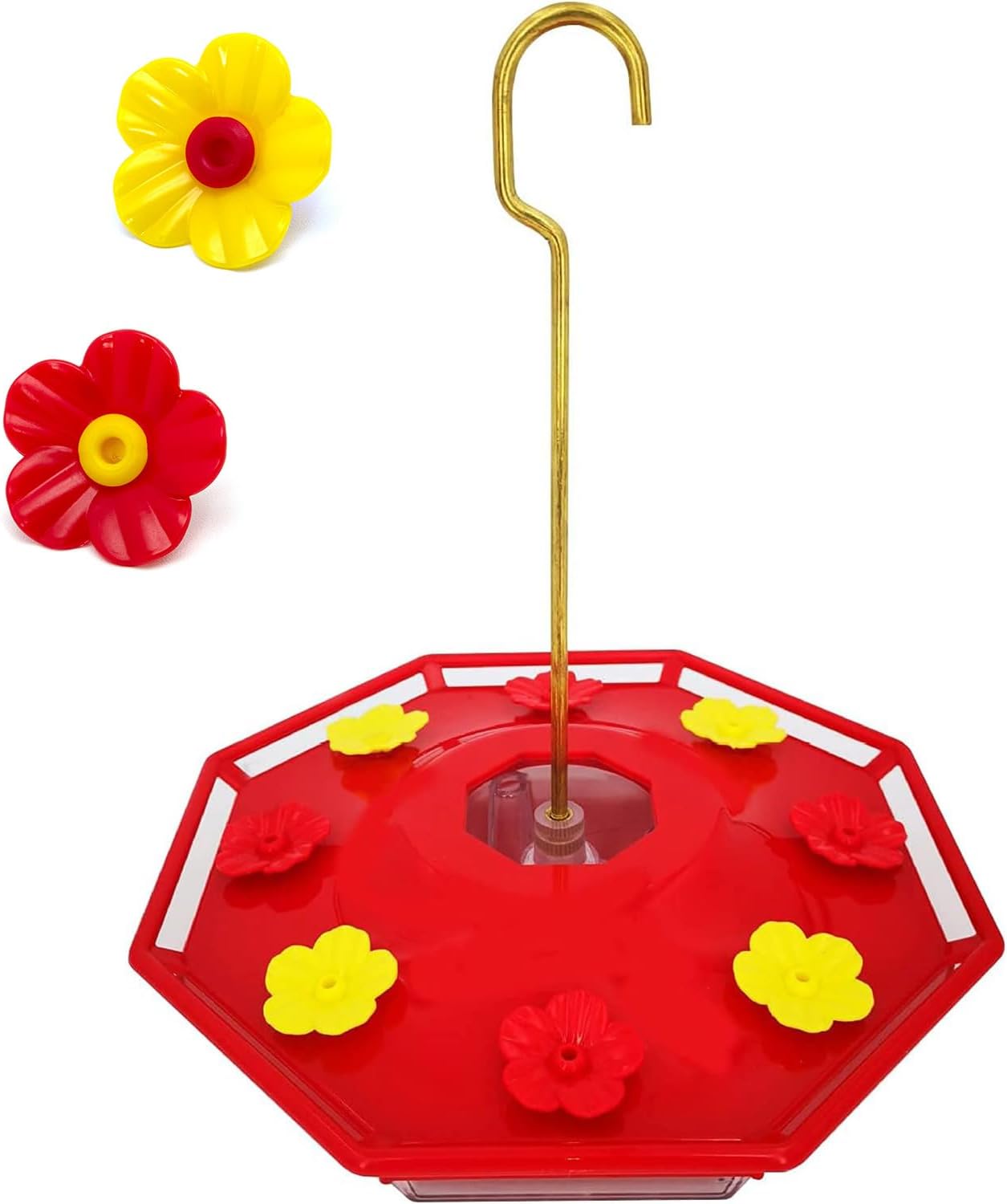 Surf turtle 10 Pcs Hummingbird Feeders Flowers,Feeding Ports Replacement Bird Feeder Replacement Parts for Hummingbird Feeder Hanging Feeder(5 x Red,5 x Yellow)