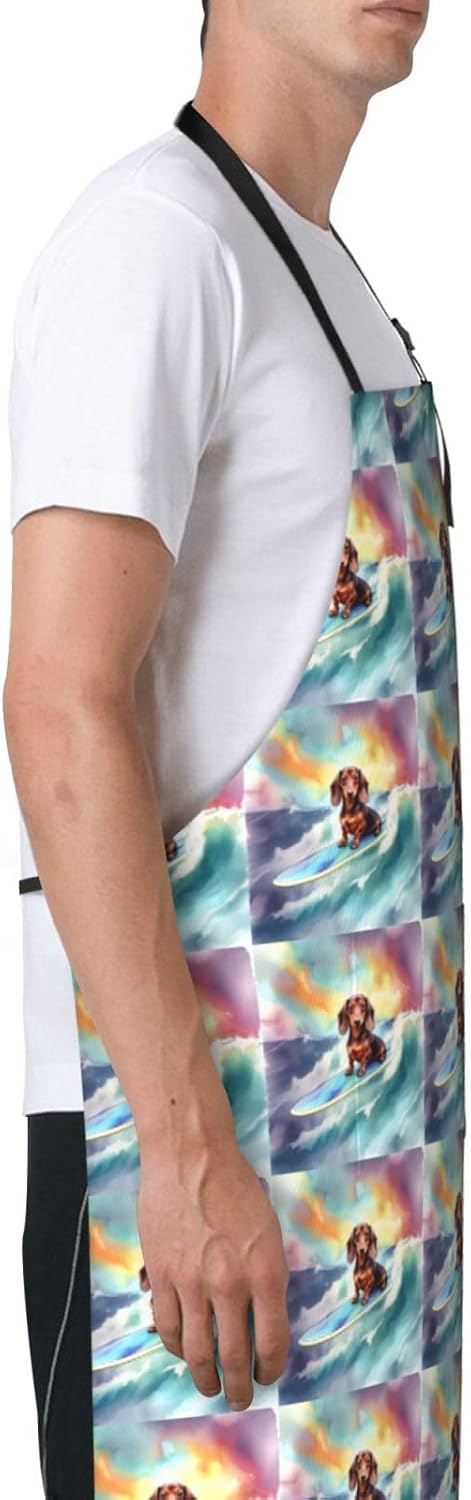 YANYU funny dog Print 28x33 In Kitchen Apron Stylish Chef Apron with Pockets for Cooking Baking Painting