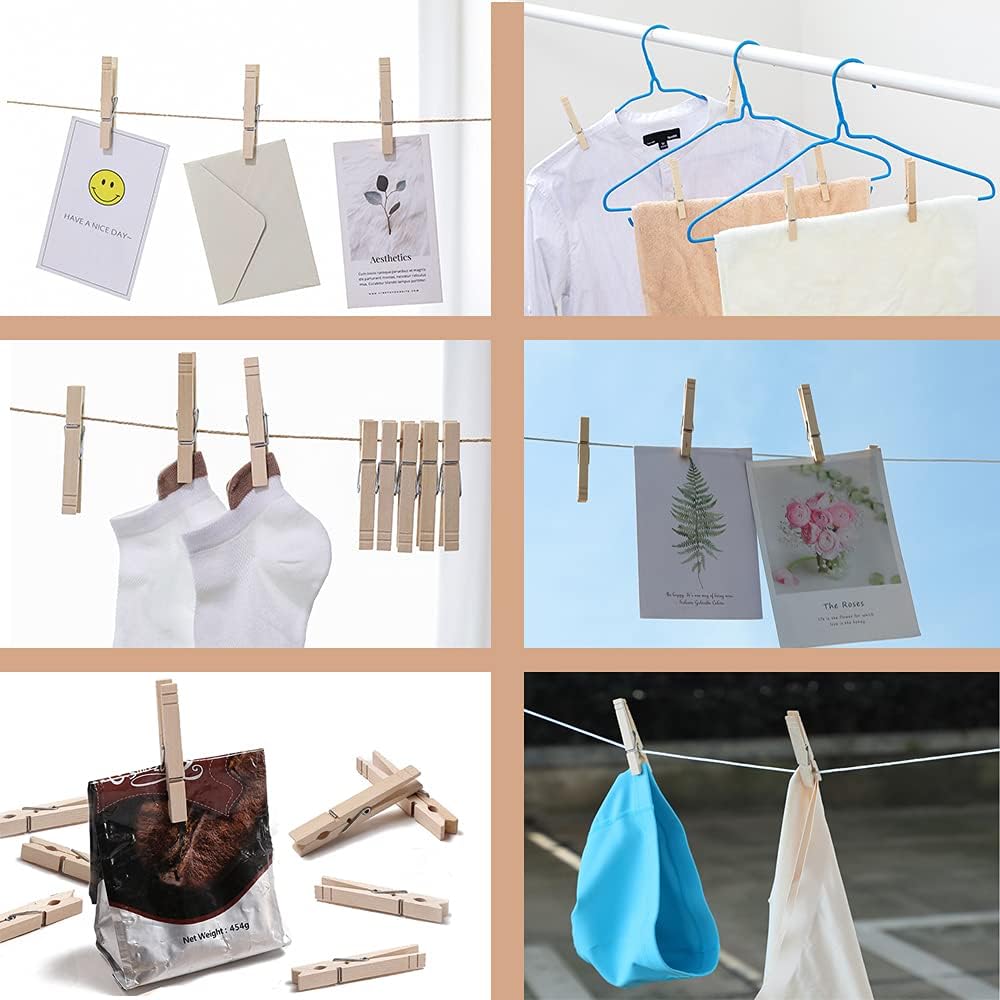 Clothes Pins Wood for Hanging Clothes,3.5 Inch【100pcs】 Heavy Duty Wood