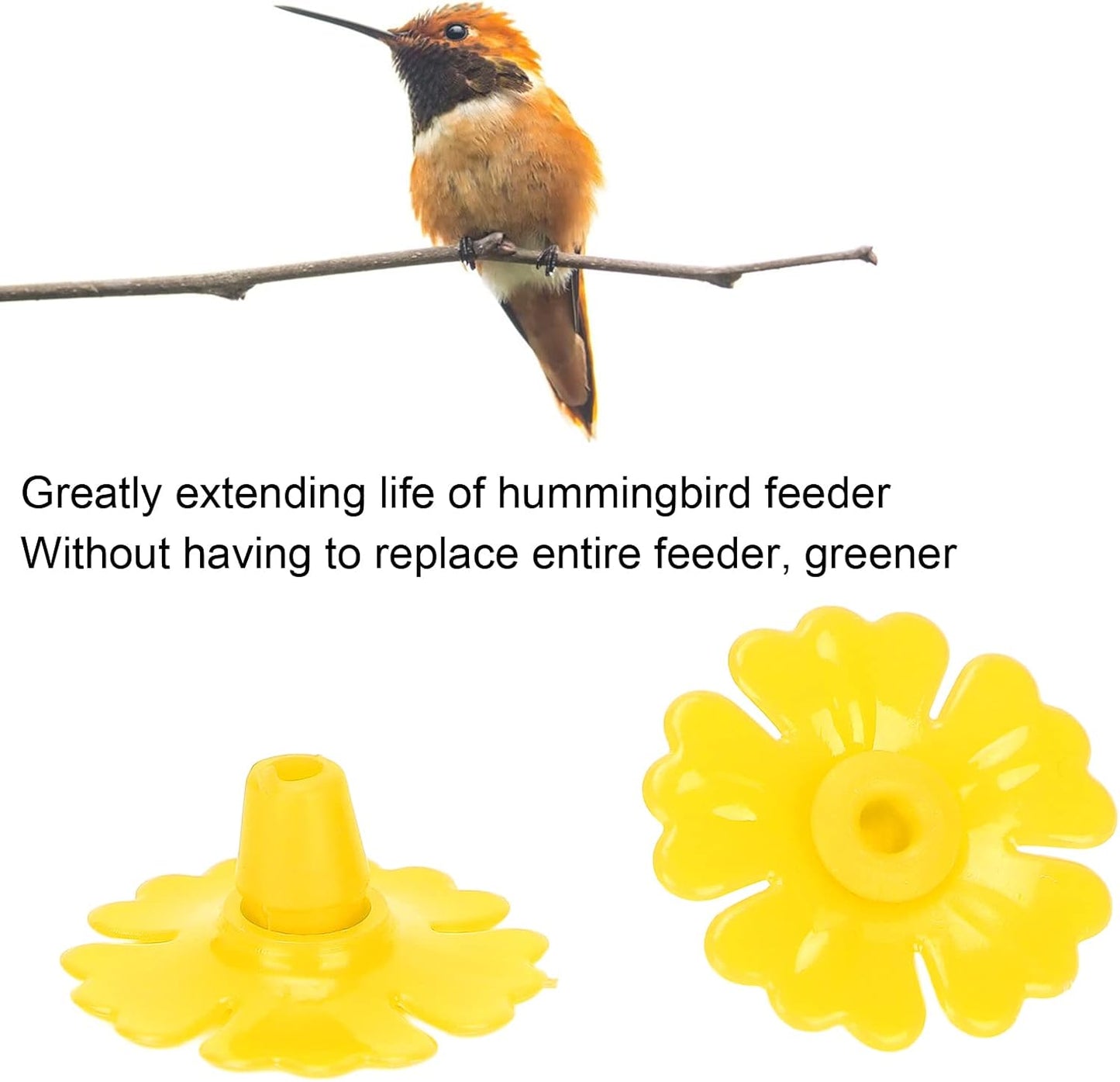 Fdit 30 Set Hummingbird Feeder Flowers Hanging Bird Feeder with Replacement Parts for Garden, Attracting Hummingbirds, Easy to and Install (Yellow)