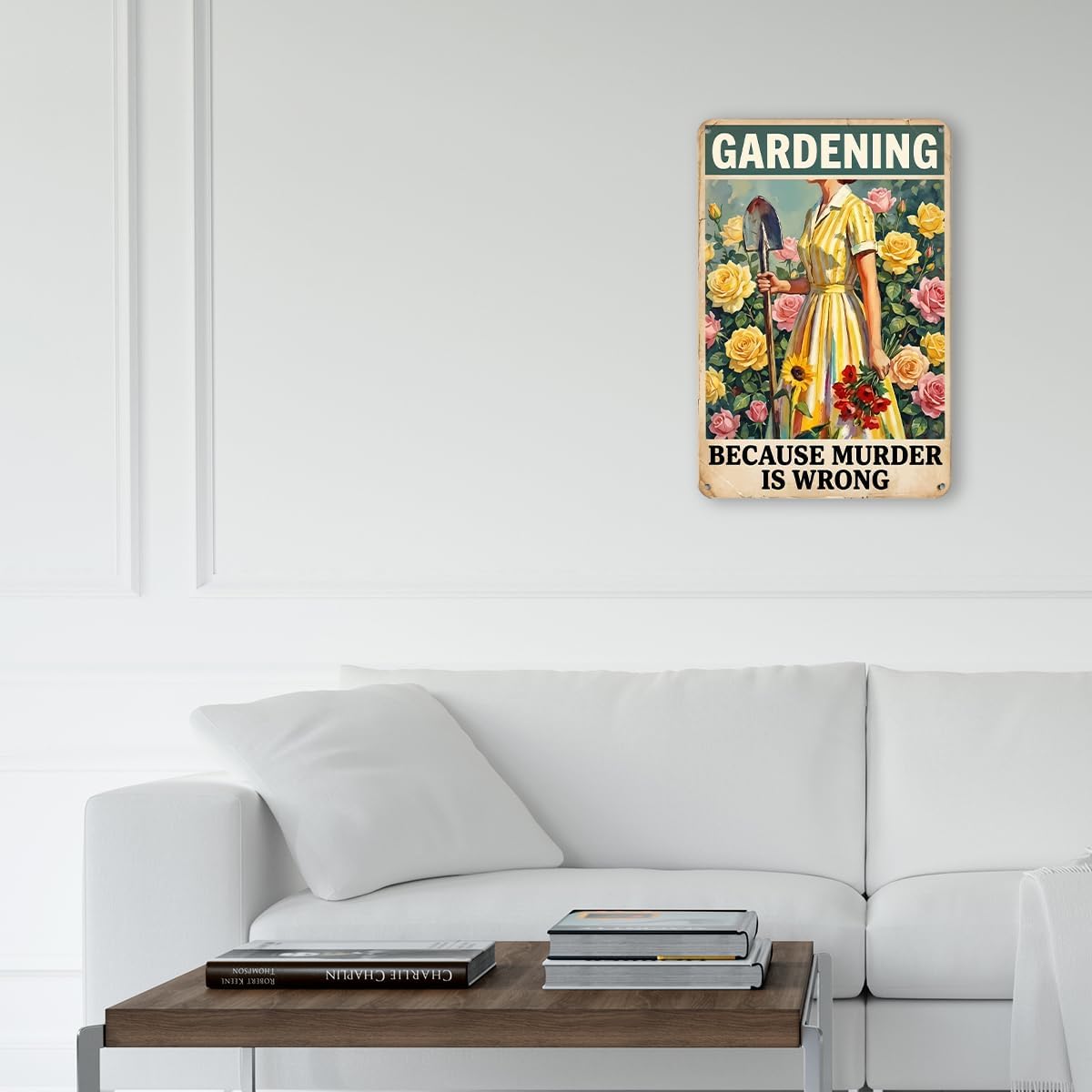 mmiishe Funny Gardening Because Murder Is Wrong Tin Sign 8x12 Inch, Re