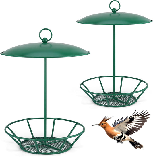 2 Pcs Suet Feeder Cylinder Bird Feeder S-6-2 Seed Cake Feeders Green Metal Feeders for Hanging Garden Backyard Outdoors Wild Birdfeeding
