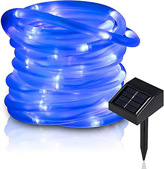 lychee Solar Rope Lights Outdoor 16.5ft 50LED Waterproof Solar Power String w/Light Outdoor Rope Lights Ideal for Home Garden Party Wedding Decoration (Blue)