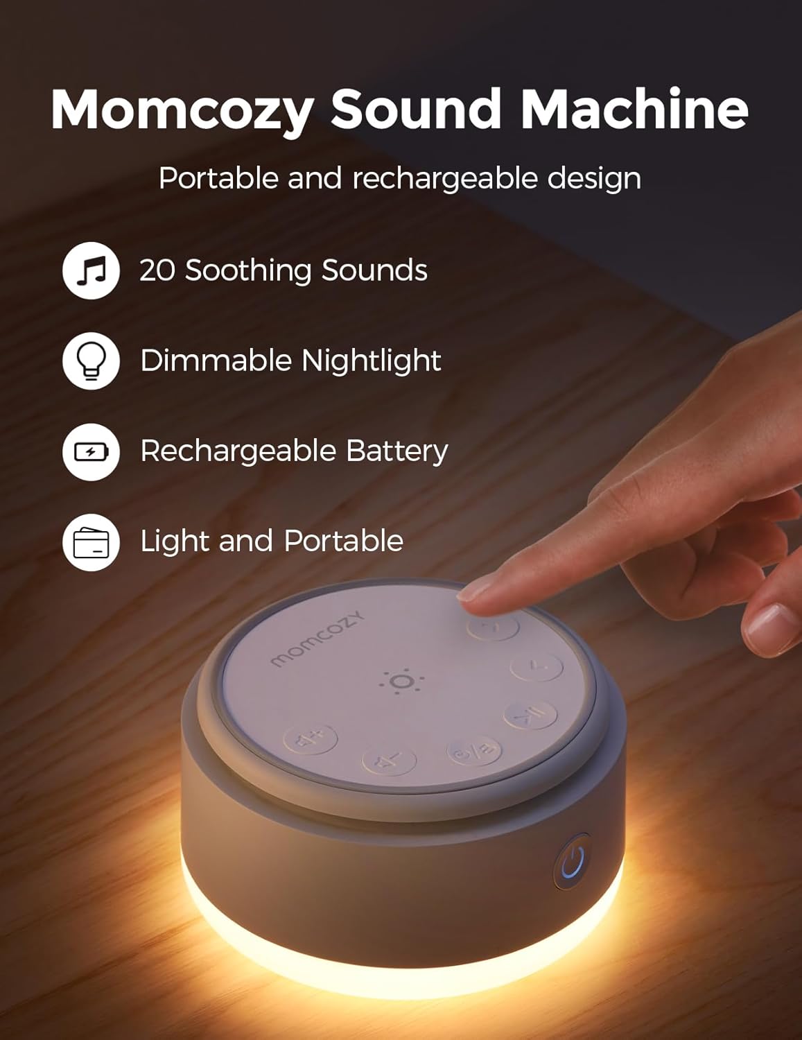 Momcozy Sound Machine for Baby-20 Soothing Sounds & Touch Warm Light P