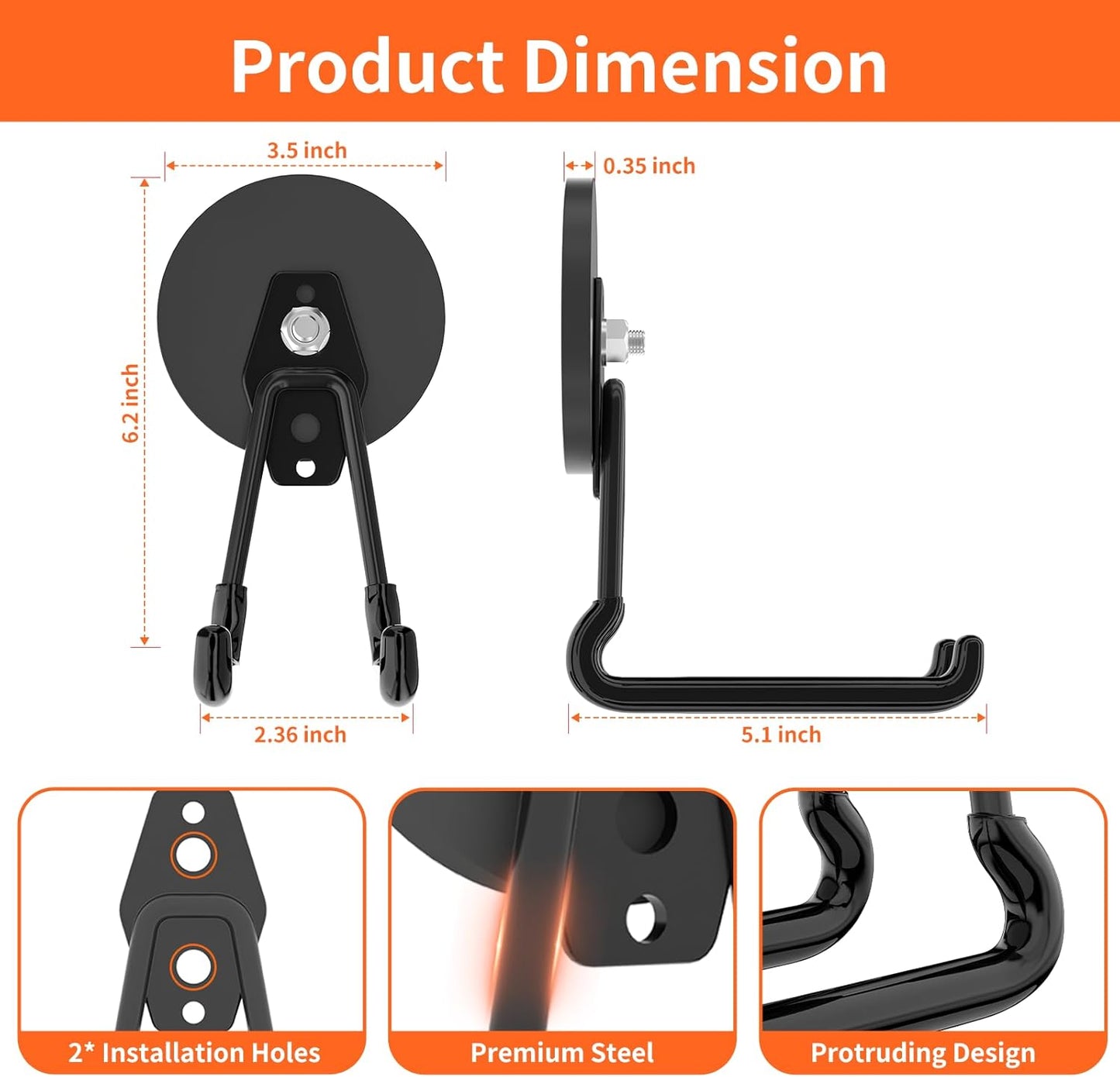 ENUODA Heavy Duty Magnetic Hooks Upgrade Magnetic Tool Holder Strong Magnet Hooks for Hanging Shovel, Garden Tool, Toolbox, Power Tool, Broom, Garage, Locker, Container, 18~25 lbs, 2PCS