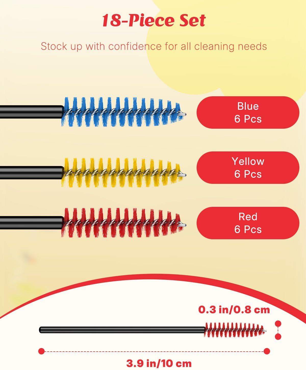 Pawfly 18 Pcs Hummingbird Feeder Cleaning Brushes, Mini Nylon Hummingbird Feeder Brushes for Cleaning, Tiny Brushes for Cleaning Small Parts, Small Cleaner Brushes, Hummingbird Feeder Parts, 3 Colors