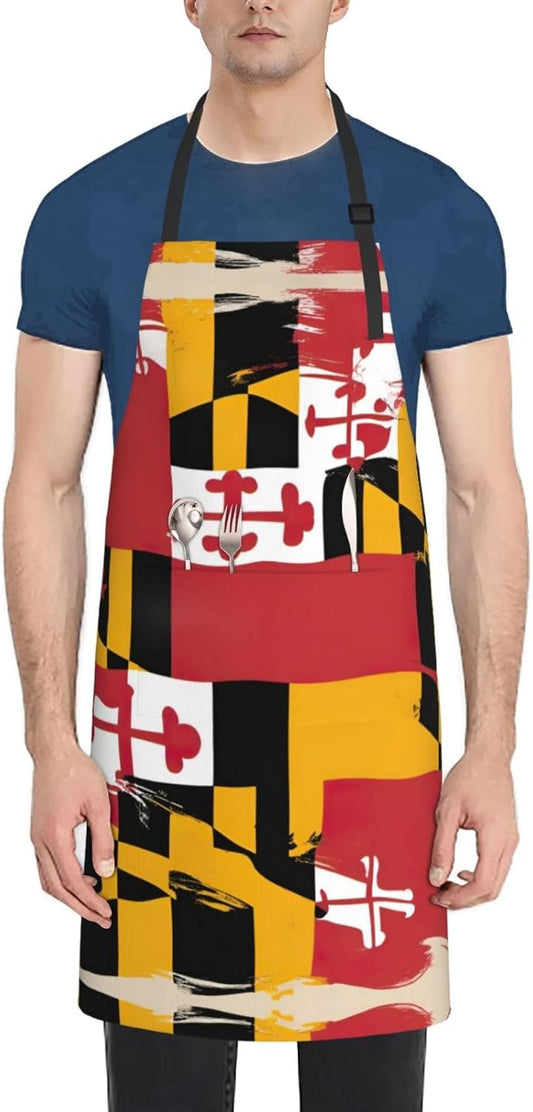 maryland flag Print 28x33 In Adult Kitchen Apron with Pockets Versatil