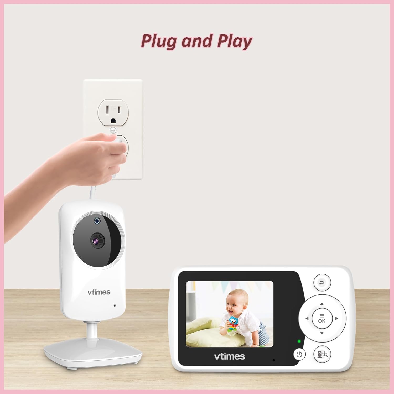 Baby Monitor with Camera and Audio, Video Baby Monitor No WiFi Night V