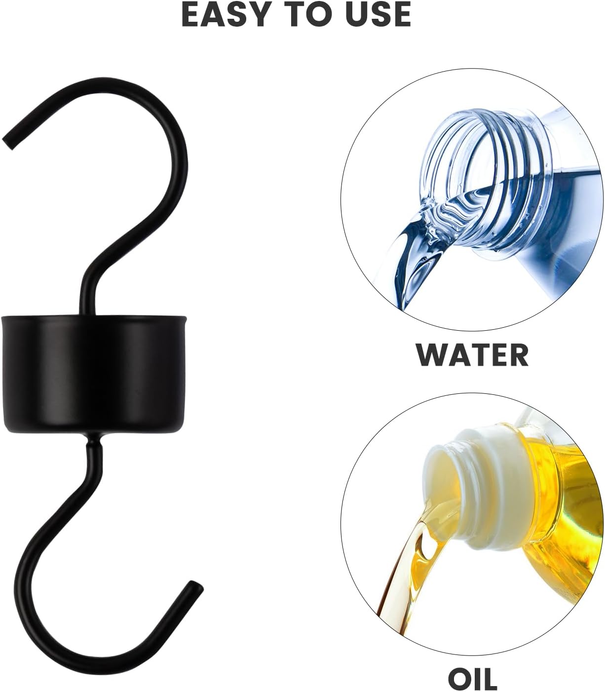 Yenmoz Metal Ant Moat Hooks, Feeder Hanging Chains and Brushes Kits for Hummingbird Feeders Nectar Safety Protection - 5 Sets Black